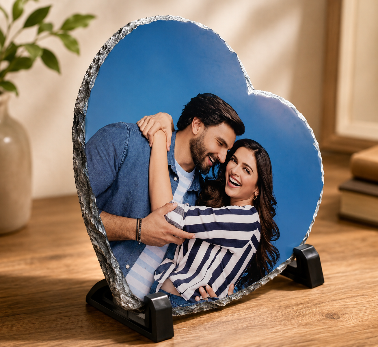 Heart Shaped Photo Rock Slate