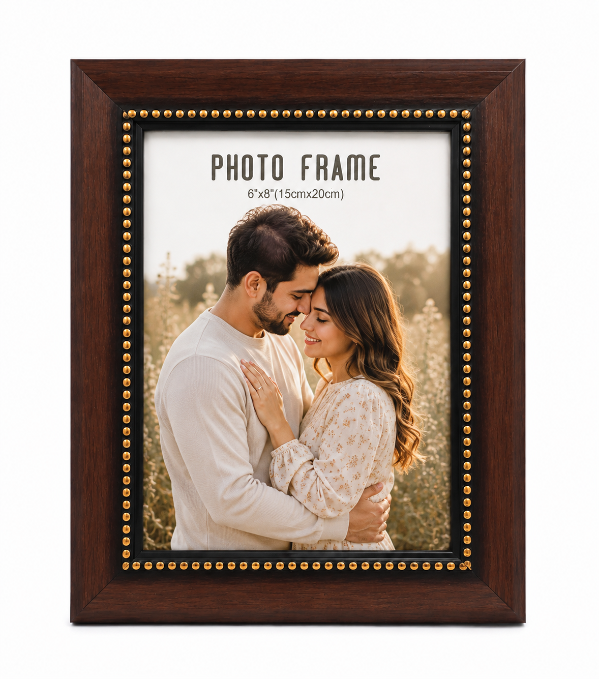BEADED WOODEN PHOTO FRAME