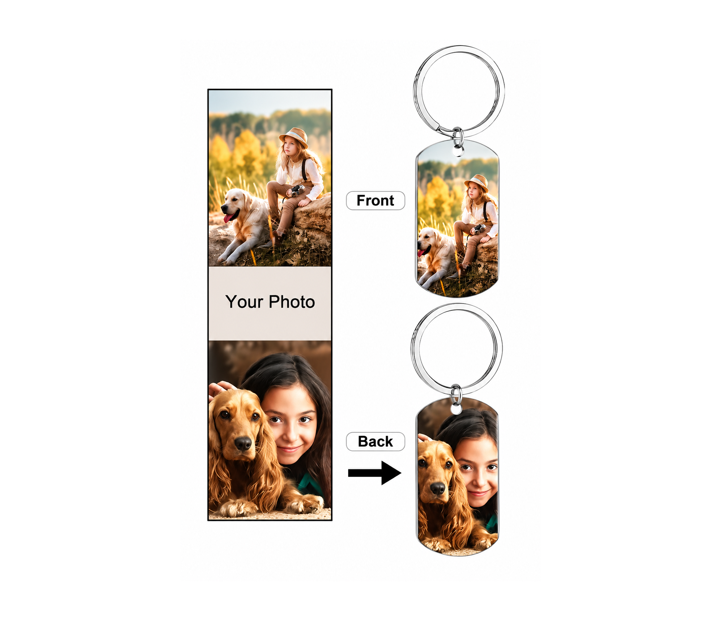 Keychain oval shape double side